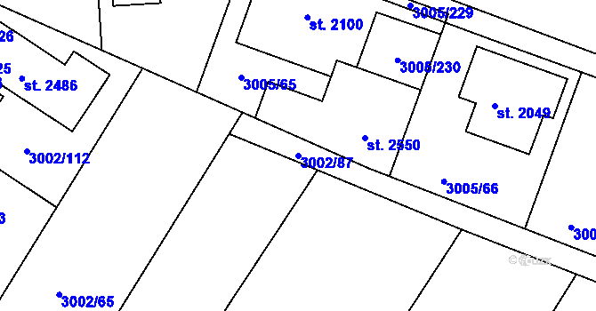 Parcela st. 3002/87 v KÚ Mařatice, Katastrální mapa