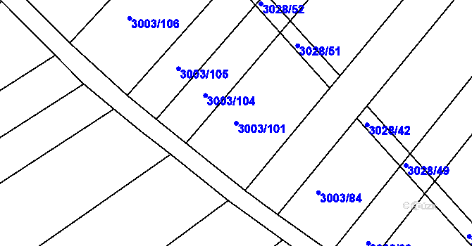 Parcela st. 3003/101 v KÚ Mařatice, Katastrální mapa