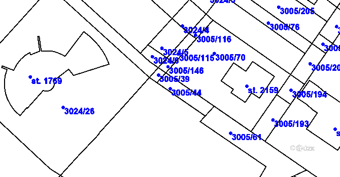 Parcela st. 3005/44 v KÚ Mařatice, Katastrální mapa