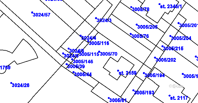Parcela st. 3005/70 v KÚ Mařatice, Katastrální mapa
