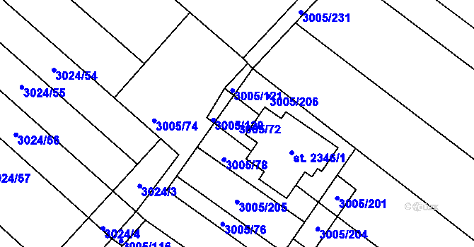 Parcela st. 3005/72 v KÚ Mařatice, Katastrální mapa