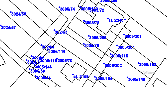 Parcela st. 3005/76 v KÚ Mařatice, Katastrální mapa