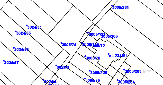 Parcela st. 3005/120 v KÚ Mařatice, Katastrální mapa