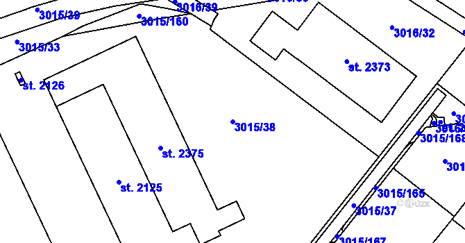 Parcela st. 3015/38 v KÚ Mařatice, Katastrální mapa