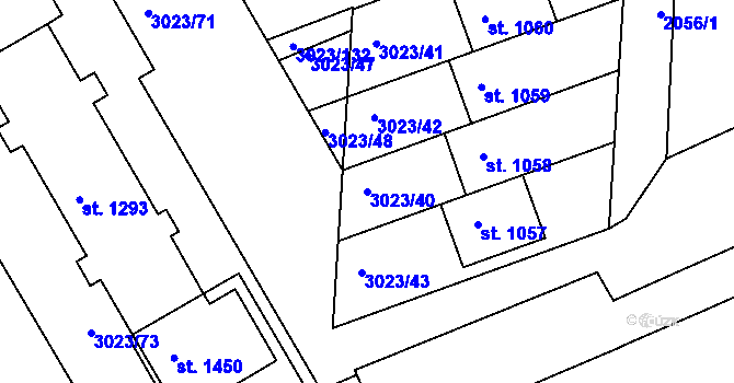 Parcela st. 3023/40 v KÚ Mařatice, Katastrální mapa