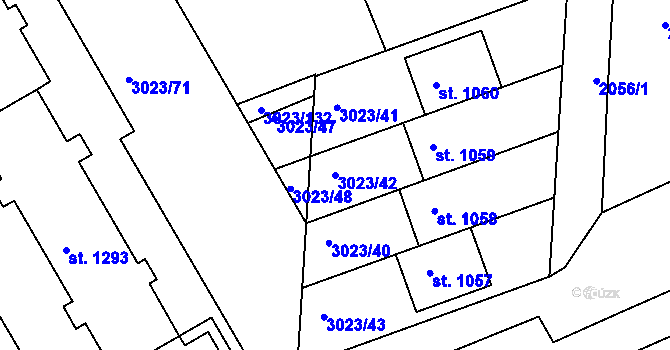 Parcela st. 3023/42 v KÚ Mařatice, Katastrální mapa