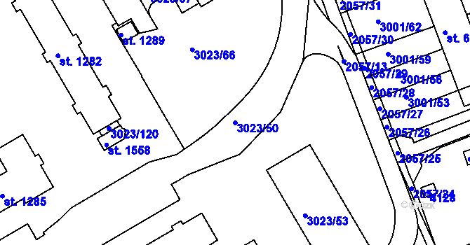 Parcela st. 3023/50 v KÚ Mařatice, Katastrální mapa
