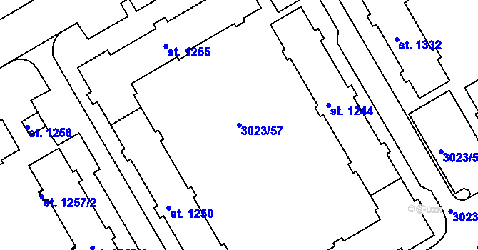 Parcela st. 3023/57 v KÚ Mařatice, Katastrální mapa