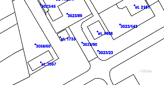 Parcela st. 3023/90 v KÚ Mařatice, Katastrální mapa