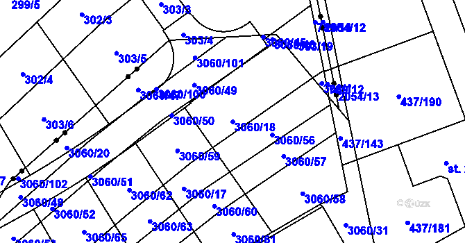 Parcela st. 3060/18 v KÚ Mařatice, Katastrální mapa