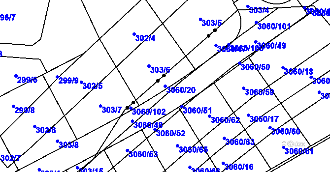 Parcela st. 3060/20 v KÚ Mařatice, Katastrální mapa