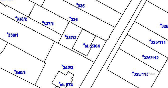 Parcela st. 2304 v KÚ Mařatice, Katastrální mapa