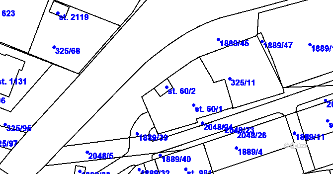 Parcela st. 60/2 v KÚ Mařatice, Katastrální mapa