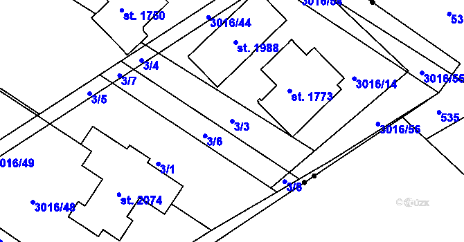 Parcela st. 3/3 v KÚ Mařatice, Katastrální mapa