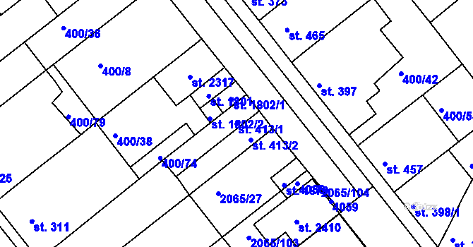 Parcela st. 413/1 v KÚ Mařatice, Katastrální mapa