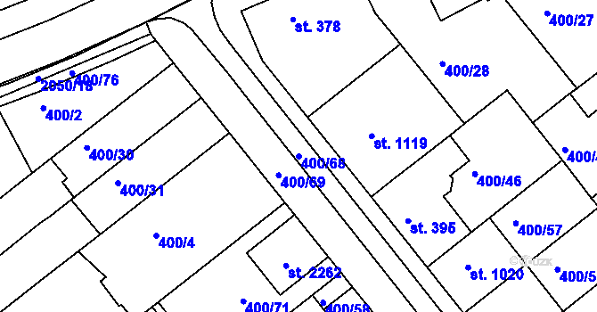 Parcela st. 400/68 v KÚ Mařatice, Katastrální mapa