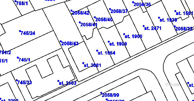 Parcela st. 1964 v KÚ Mařatice, Katastrální mapa
