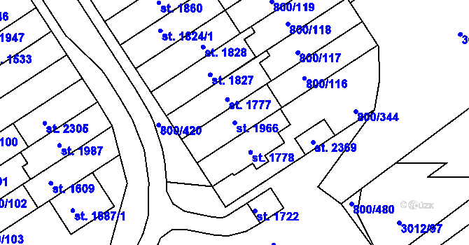 Parcela st. 1966 v KÚ Mařatice, Katastrální mapa