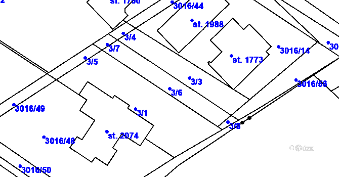 Parcela st. 3/6 v KÚ Mařatice, Katastrální mapa