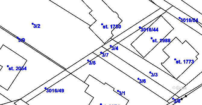 Parcela st. 3/7 v KÚ Mařatice, Katastrální mapa