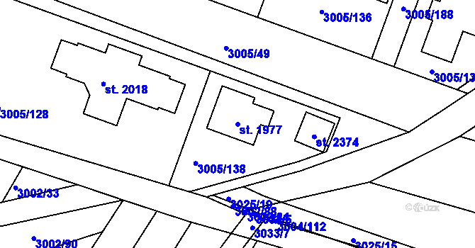 Parcela st. 1977 v KÚ Mařatice, Katastrální mapa