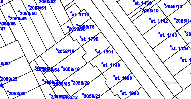 Parcela st. 1991 v KÚ Mařatice, Katastrální mapa
