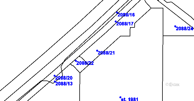 Parcela st. 2088/21 v KÚ Mařatice, Katastrální mapa