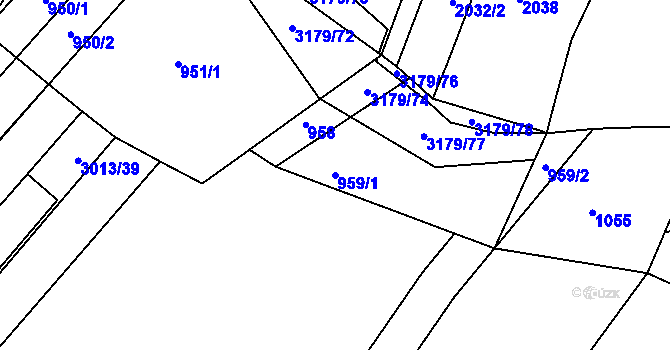 Parcela st. 959/1 v KÚ Mařatice, Katastrální mapa