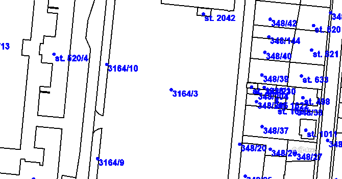 Parcela st. 3164/3 v KÚ Mařatice, Katastrální mapa