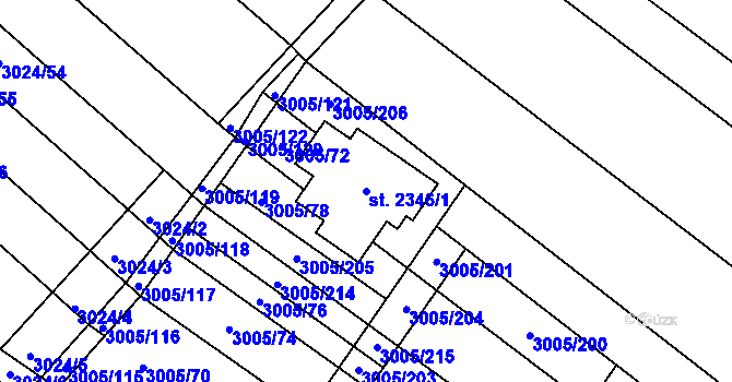 Parcela st. 2346/1 v KÚ Mařatice, Katastrální mapa
