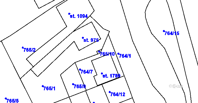 Parcela st. 765/10 v KÚ Mařatice, Katastrální mapa