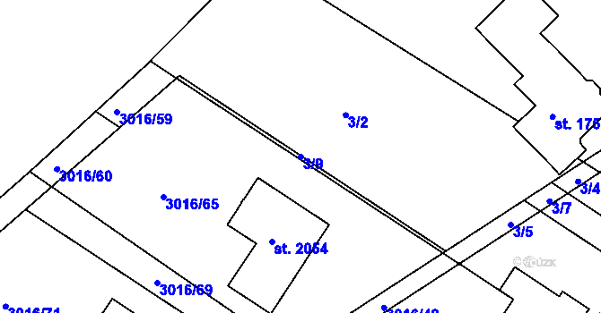 Parcela st. 3/9 v KÚ Mařatice, Katastrální mapa