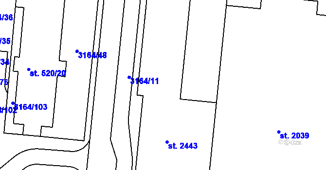 Parcela st. 3164/5 v KÚ Mařatice, Katastrální mapa