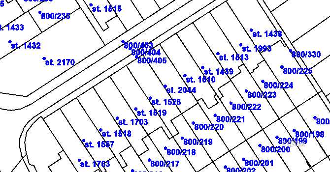 Parcela st. 2044 v KÚ Mařatice, Katastrální mapa