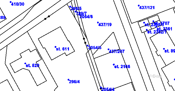 Parcela st. 2054/5 v KÚ Mařatice, Katastrální mapa
