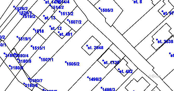 Parcela st. 2048 v KÚ Mařatice, Katastrální mapa