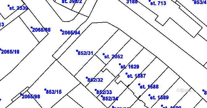 Parcela st. 2052 v KÚ Mařatice, Katastrální mapa