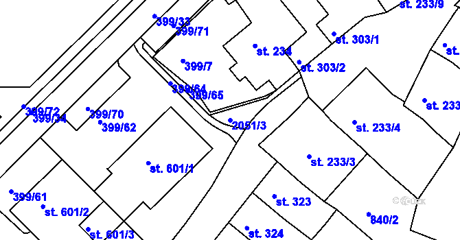 Parcela st. 2051/3 v KÚ Mařatice, Katastrální mapa