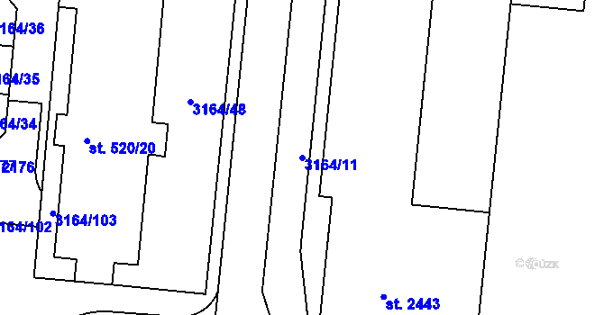 Parcela st. 3164/11 v KÚ Mařatice, Katastrální mapa