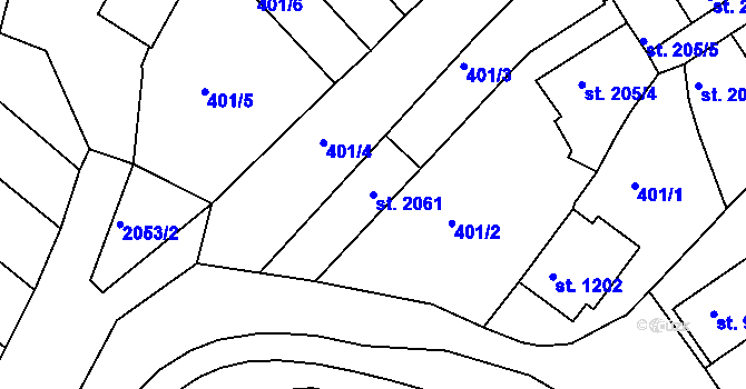 Parcela st. 2061 v KÚ Mařatice, Katastrální mapa