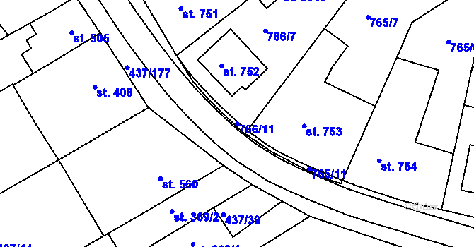 Parcela st. 766/11 v KÚ Mařatice, Katastrální mapa