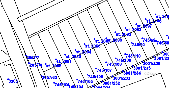 Parcela st. 2066 v KÚ Mařatice, Katastrální mapa