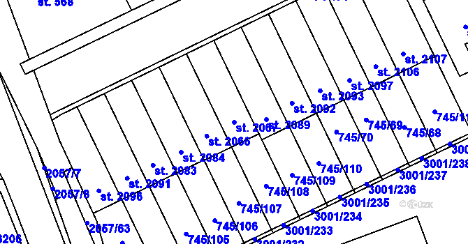 Parcela st. 2067 v KÚ Mařatice, Katastrální mapa