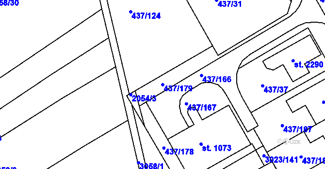 Parcela st. 437/179 v KÚ Mařatice, Katastrální mapa