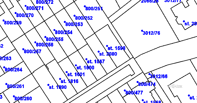 Parcela st. 2080 v KÚ Mařatice, Katastrální mapa