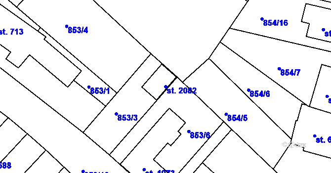 Parcela st. 2082 v KÚ Mařatice, Katastrální mapa