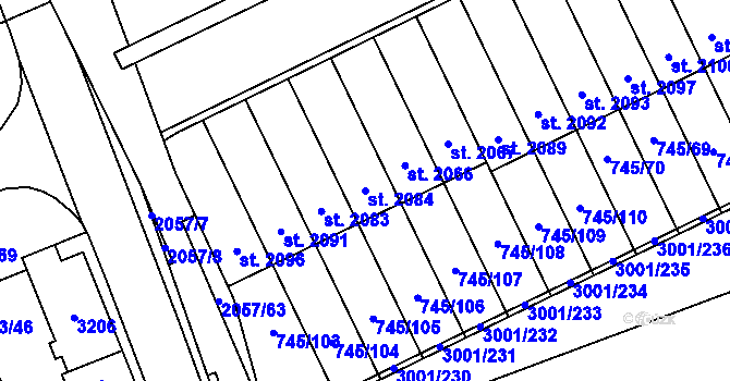 Parcela st. 2084 v KÚ Mařatice, Katastrální mapa