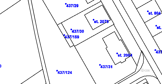 Parcela st. 437/180 v KÚ Mařatice, Katastrální mapa