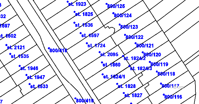Parcela st. 2095 v KÚ Mařatice, Katastrální mapa