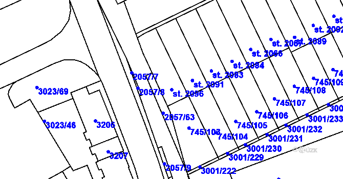 Parcela st. 2096 v KÚ Mařatice, Katastrální mapa